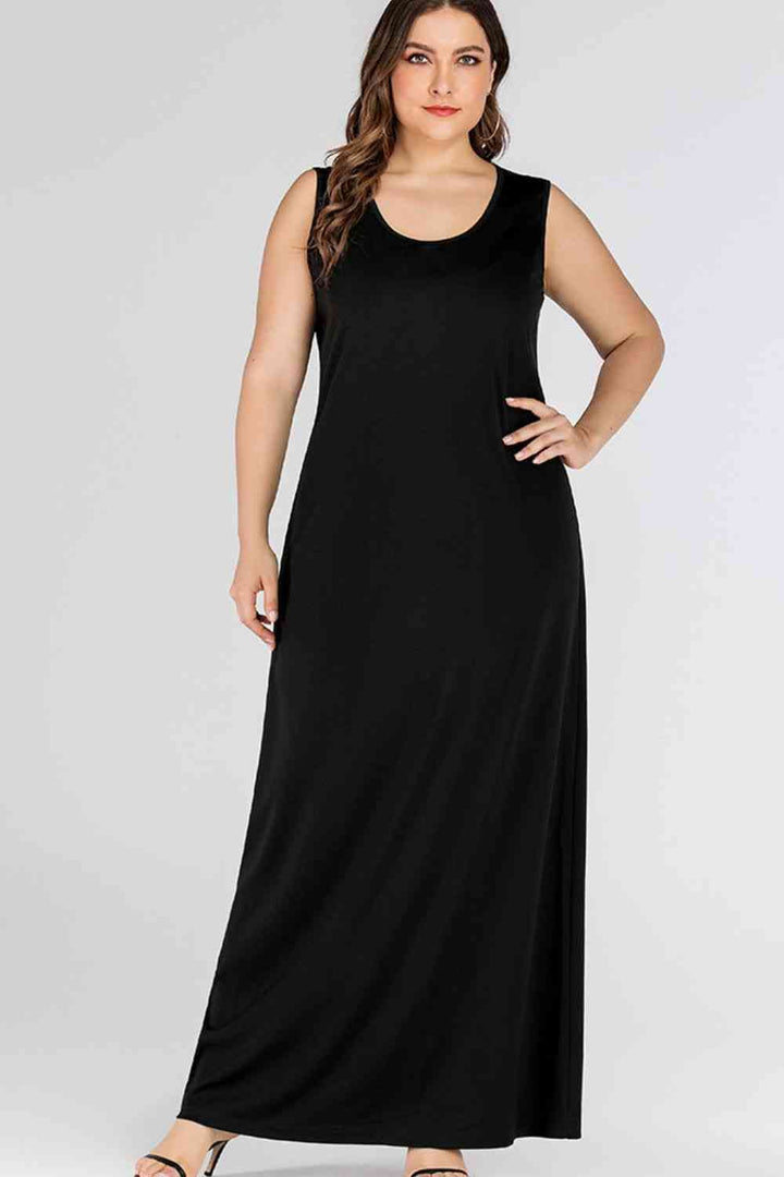 Plus Size Scoop Neck Maxi Tank Dress |1mrk.com