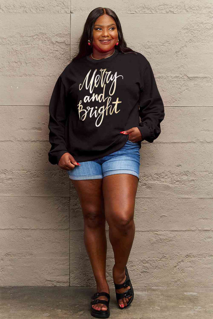 Simply Love Full Size MERRY AND BRIGHT Graphic Sweatshirt |1mrk.com