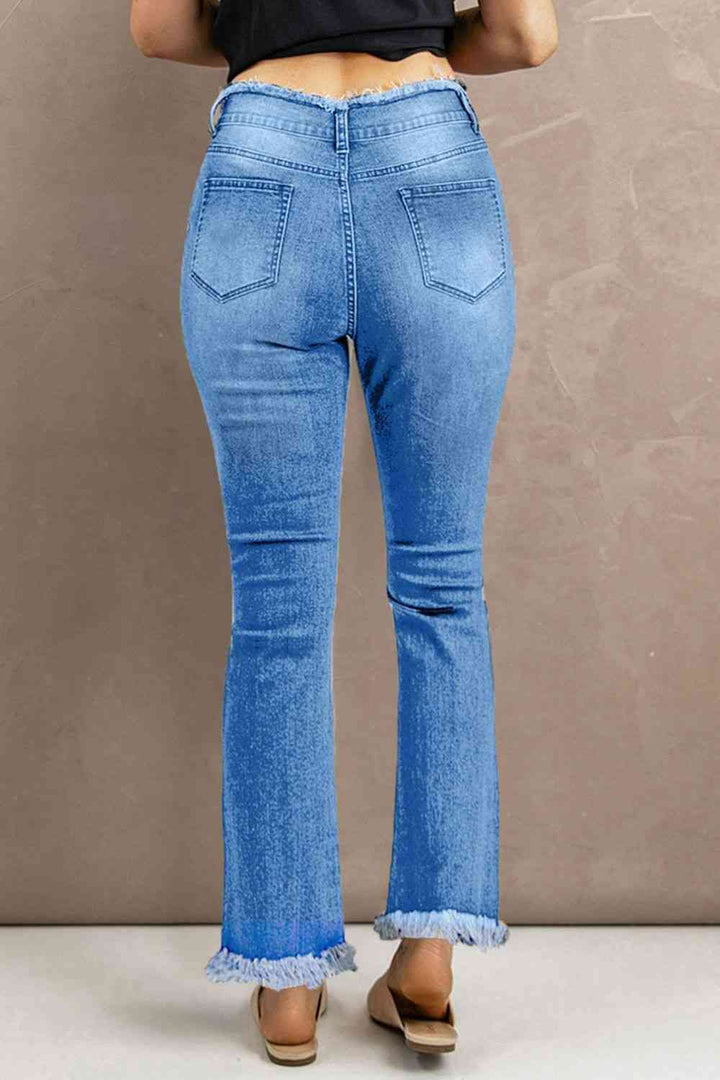 Baeful High Waist Distressed Raw Hem Jeans | 1mrk.com