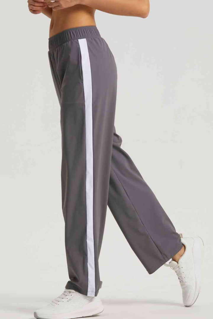 Side Stripe Elastic Waist Sports Pants |1mrk.com
