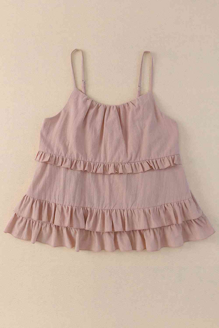 Ruffled Scoop Neck Sleeveless Cami | 1mrk.com