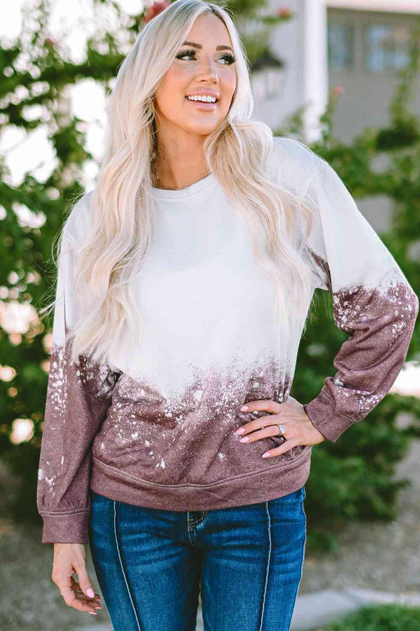 Printed Round Neck Long Sleeve Sweatshirt |1mrk.com