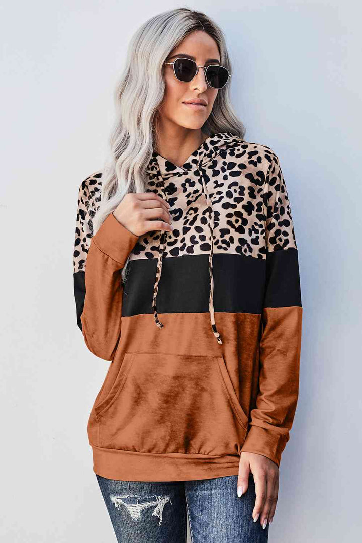 Leopard Color Block Hoodie | 1mrk.com