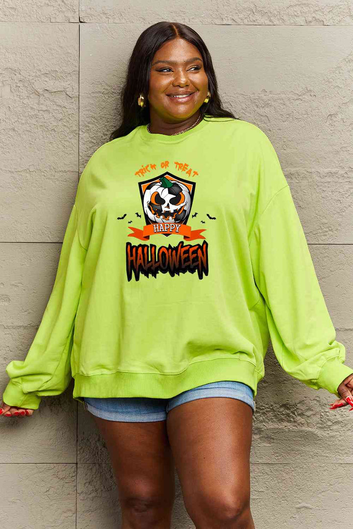 Simply Love Full Size TRICK OR TREAT HAPPY HALLOWEEN Graphic Sweatshirt |1mrk.com