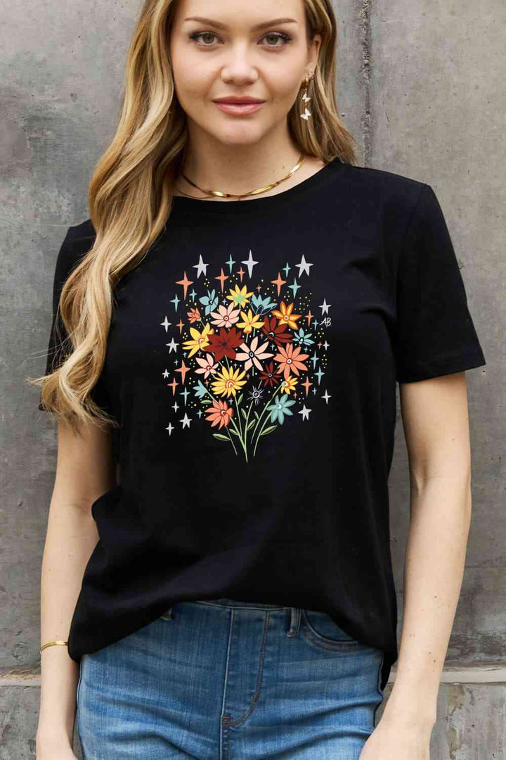 Simply Love Full Size Floral Graphic Cotton Tee | 1mrk.com
