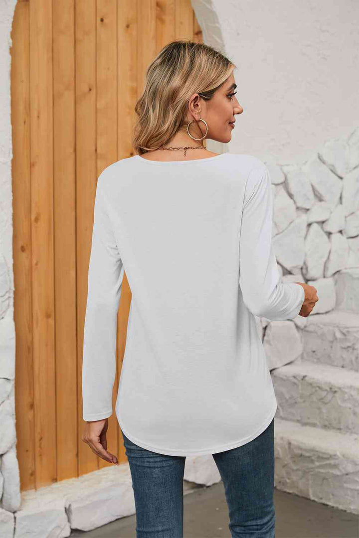 Square Neck Long Sleeve T-Shirt | 1mrk.com