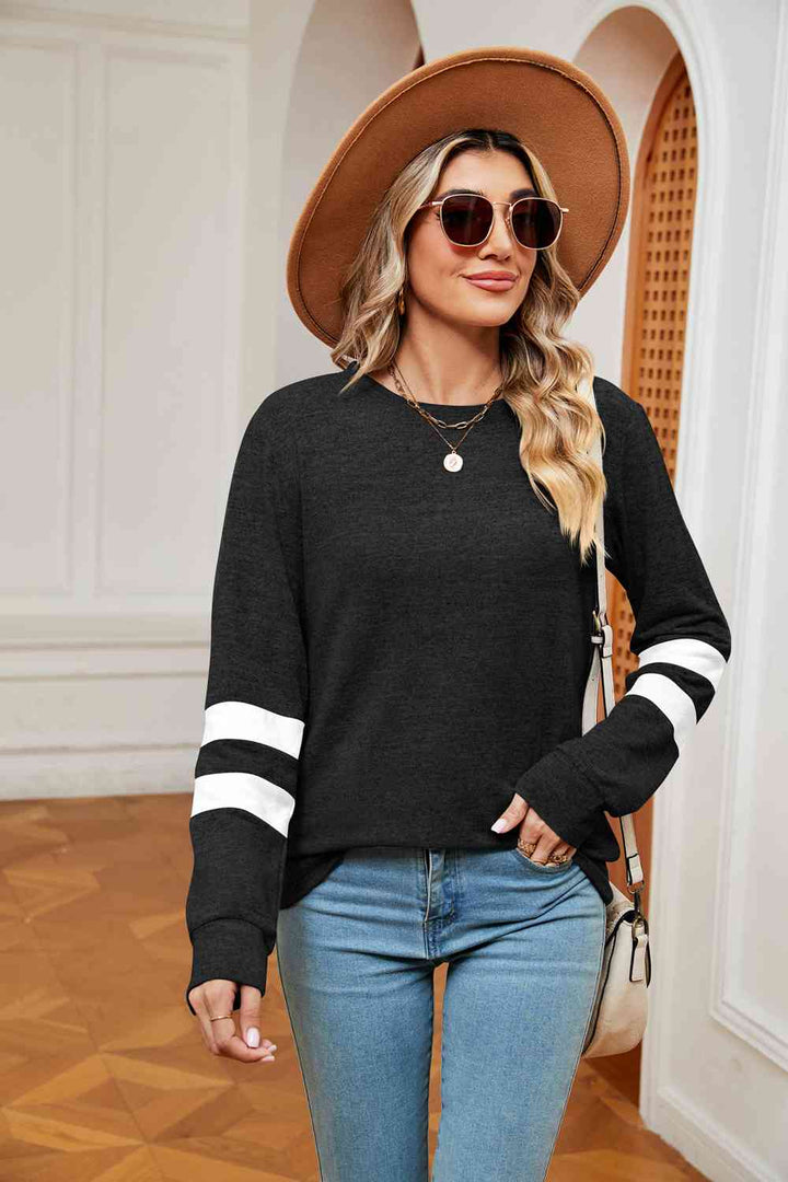 Round Neck Long Sleeve Top | 1mrk.com