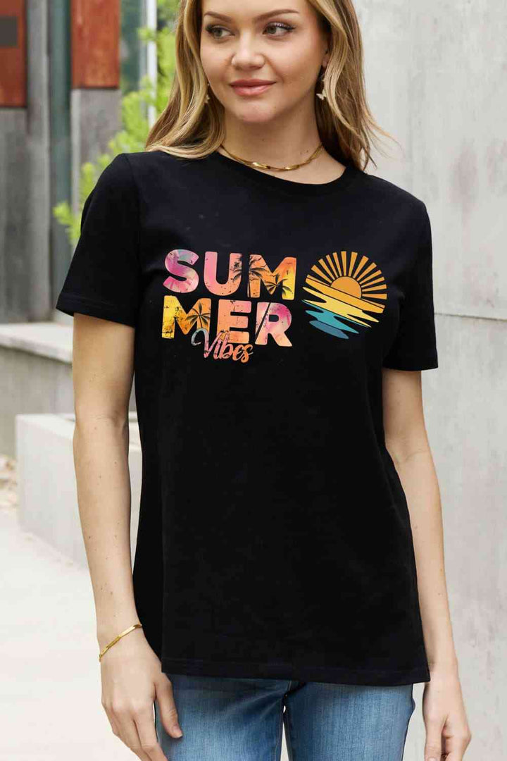 Simply Love Full Size SUMMER VIBES Graphic Cotton Tee | 1mrk.com