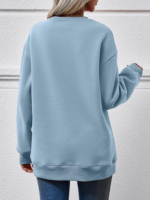 LIVE CHRISTMAS Drop Shoulder Round Neck Sweatshirt |1mrk.com