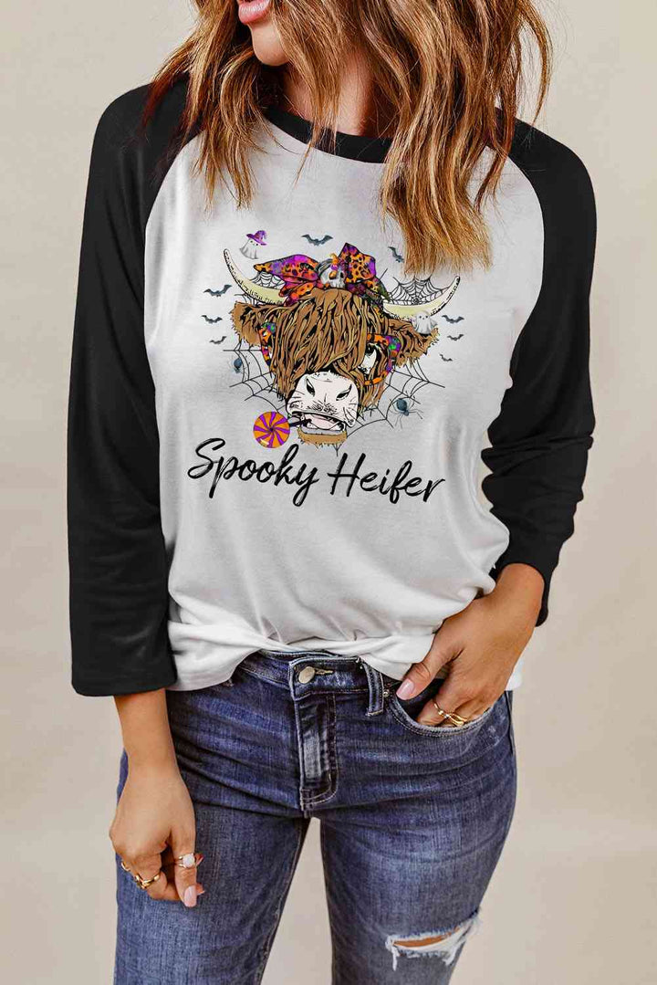 Round Neck Raglan Sleeve Halloween Theme T-Shirt | 1mrk.com