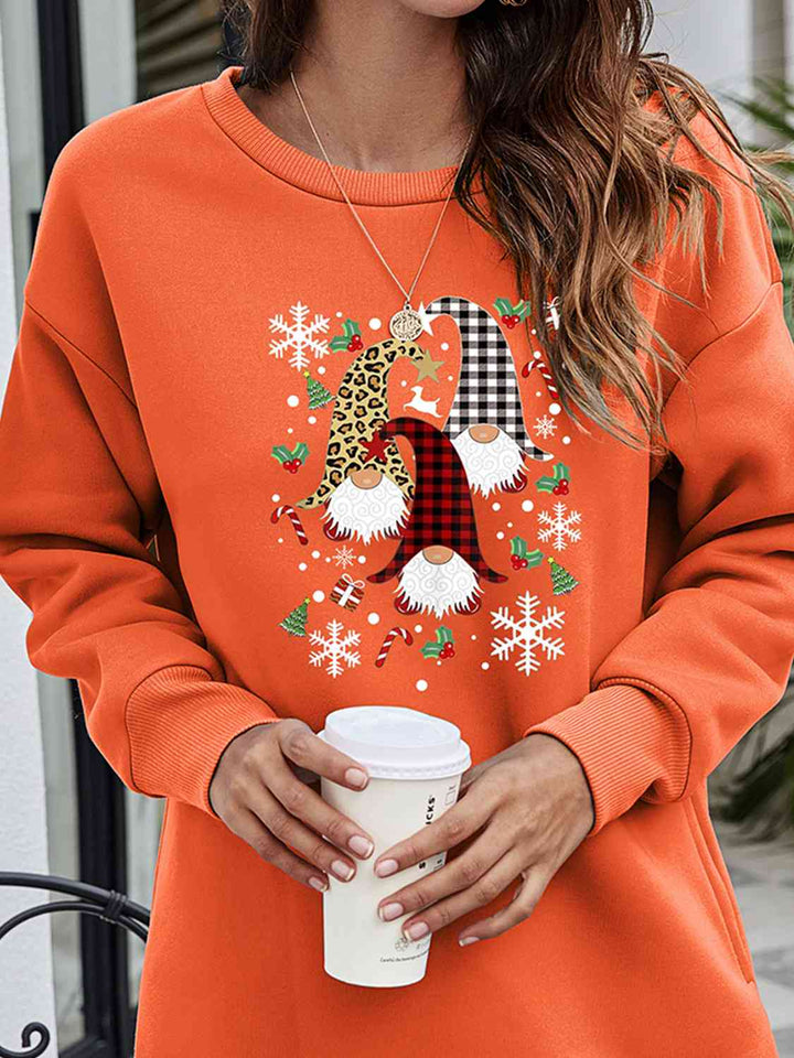 Graphic Round Neck Dropped Shoulder Sweatshirt |1mrk.com