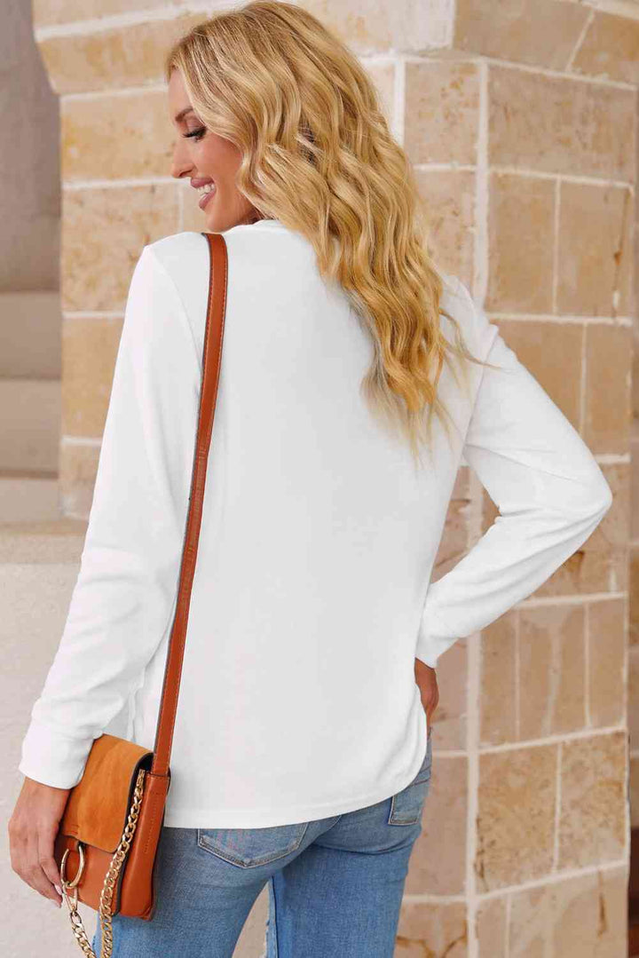 Round Neck Long Sleeve Top | 1mrk.com