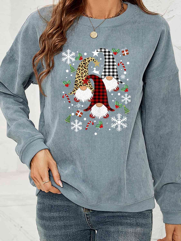 Faceless Gnome Graphic Drop Shoulder Sweatshirt |1mrk.com