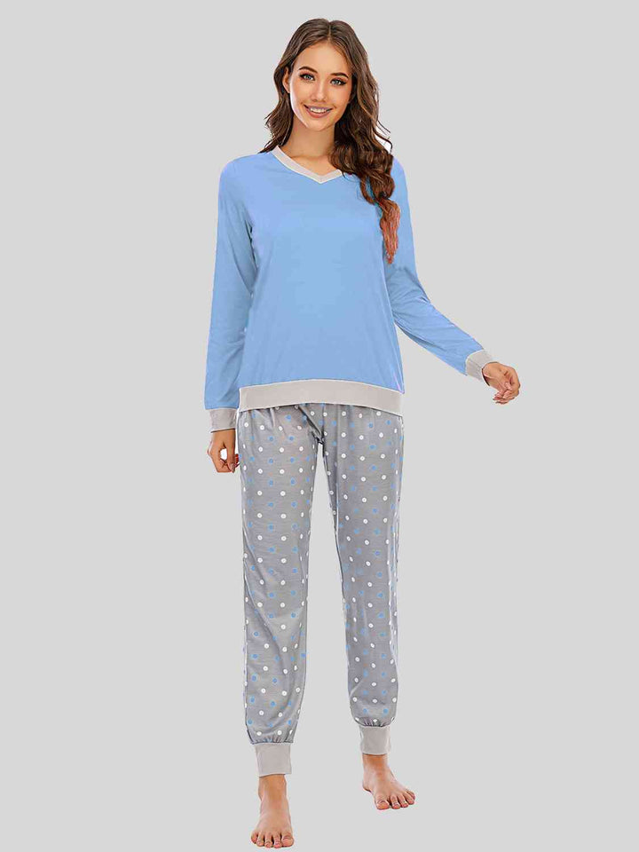 Long Sleeve Top and Polka Dot Pants Set | 1mrk.com