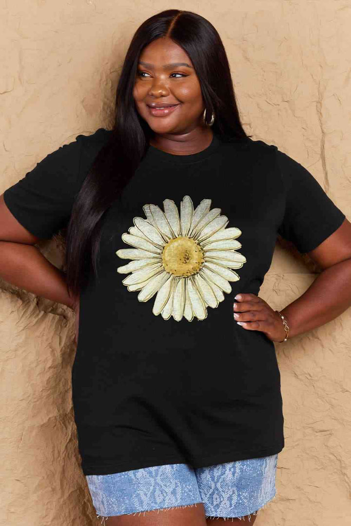 Simply Love Full Size FLOWER Graphic Cotton Tee | 1mrk.com