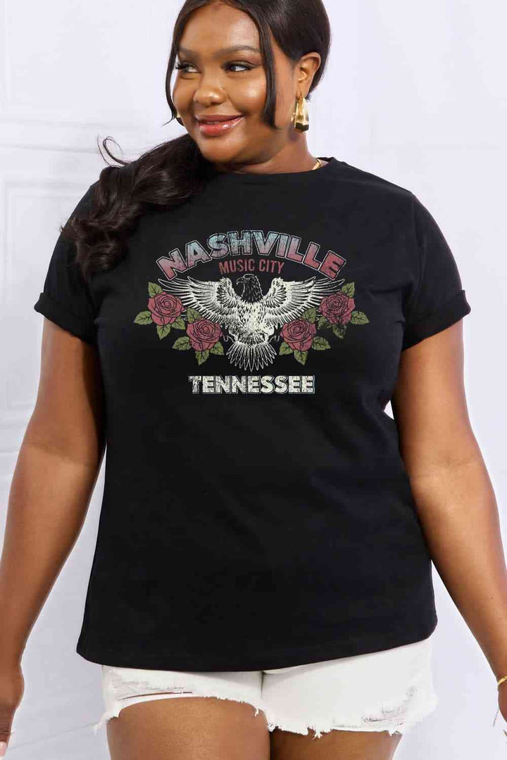 Simply Love Full Size NASHVILLE MUSIC CITY TENNESSEE Graphic Cotton Tee | 1mrk.com