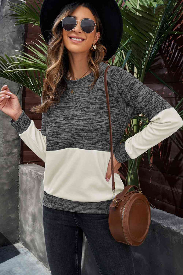 Contrast Round Neck Raglan Sleeve Sweatshirt |1mrk.com