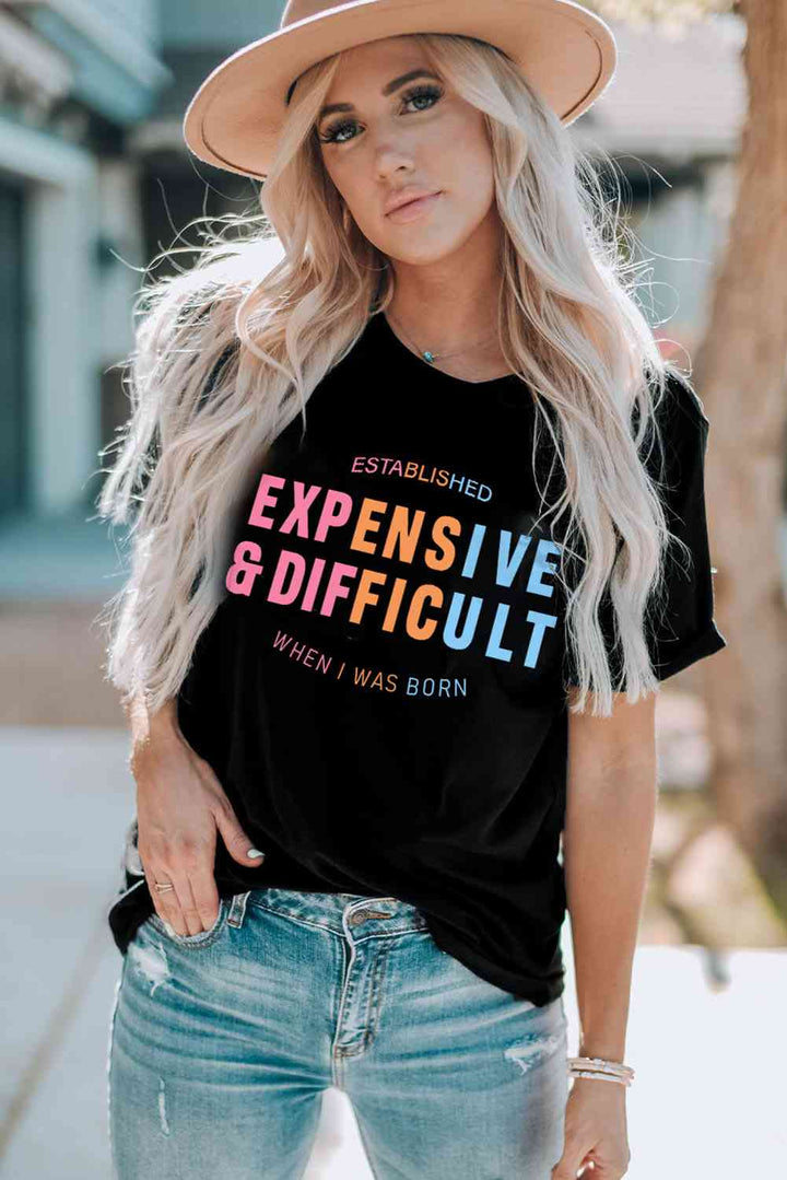 Slogan Graphic Cuffed Sleeve Tee | 1mrk.com