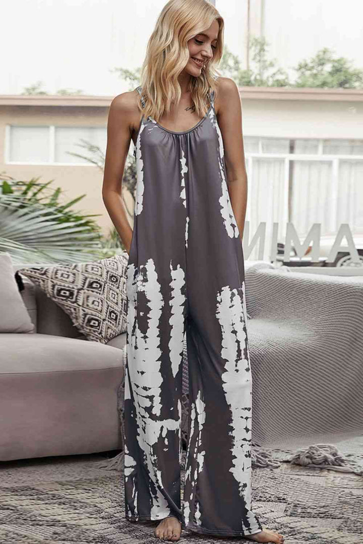 Tie-Dye Spaghetti Strap Jumpsuit with Pockets | 1mrk.com