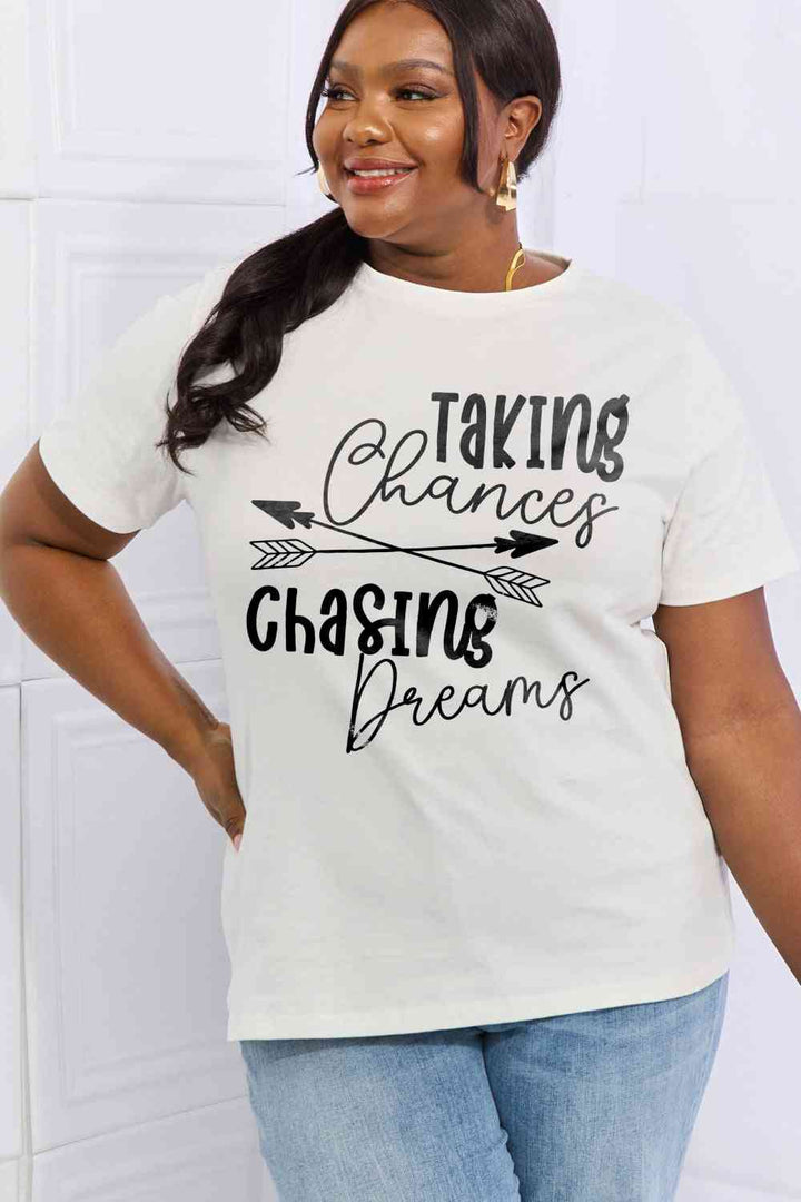 Simply Love Full Size TAKING CHANCES CHASING DREAMS Graphic Cotton Tee | 1mrk.com