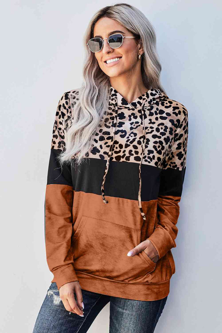 Leopard Color Block Hoodie | 1mrk.com