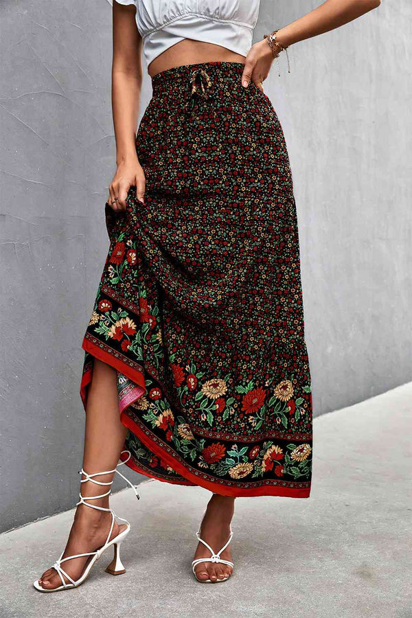 Floral Tied Maxi Skirt |1mrk.com