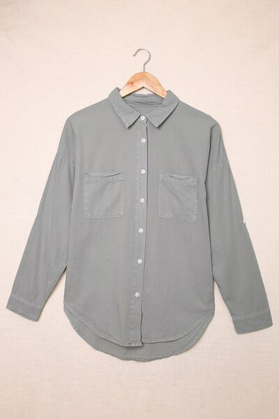 Pocketed Button Up Collared Neck Denim Top | 1mrk.com