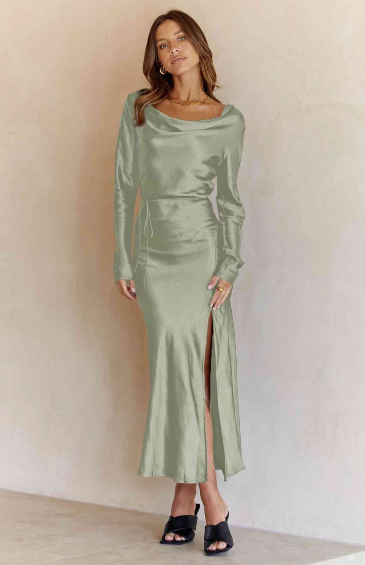 Cowl Neck Long Sleeve Maxi Dress | 1mrk.com