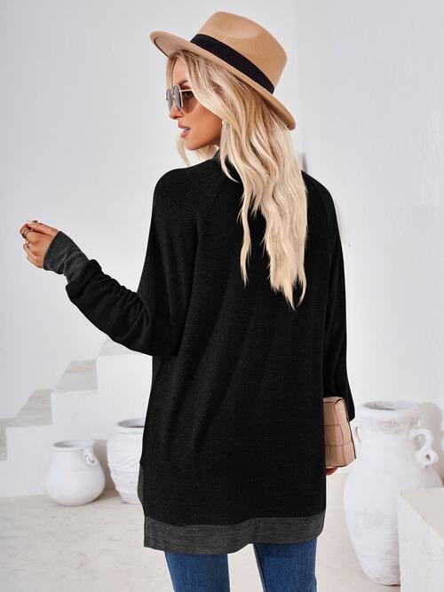 Contrast Mock Neck Long Sleeve T-Shirt | 1mrk.com