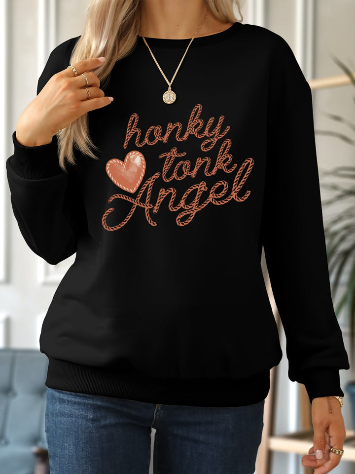 HONKY TONK ANGEL Round Neck Dropped Shoulder Sweatshirt | Trendsi