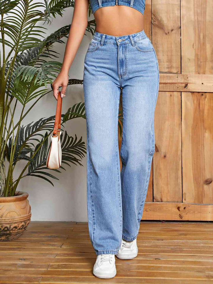 High Waist Straight Leg Jeans |1mrk.com