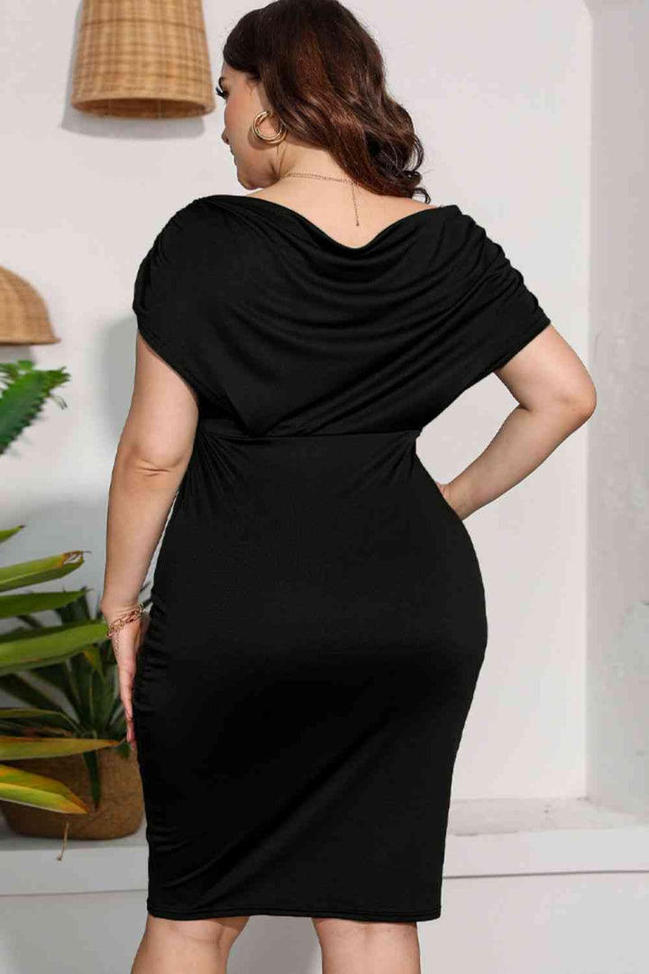 Plus Size Ruched V-Neck Dress | 1mrk.com