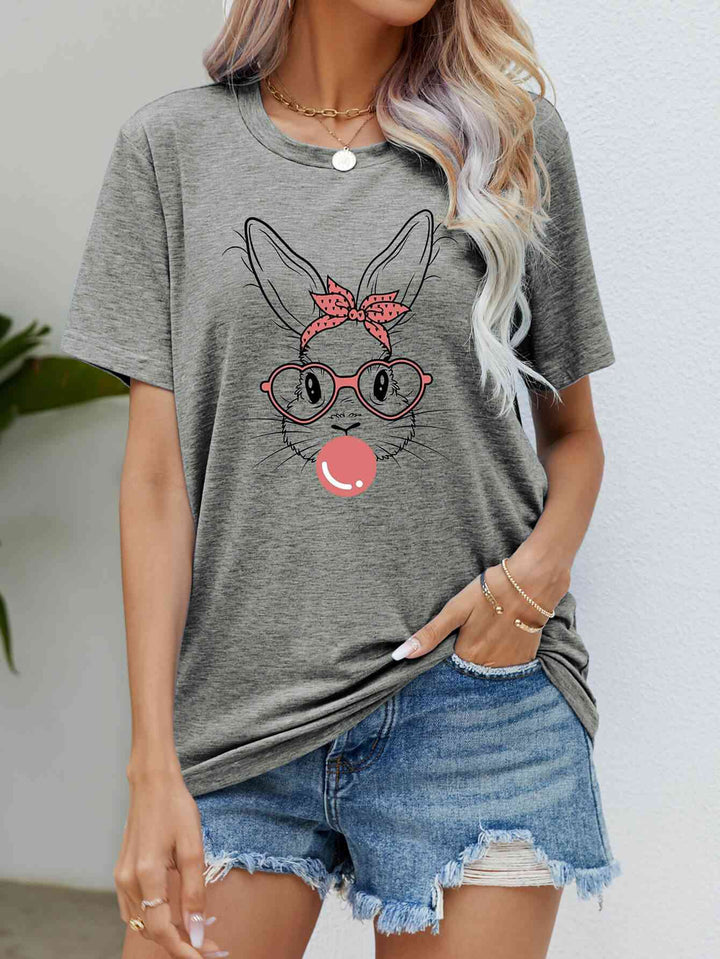 Easter Bunny Graphic Round Neck T-Shirt | 1mrk.com