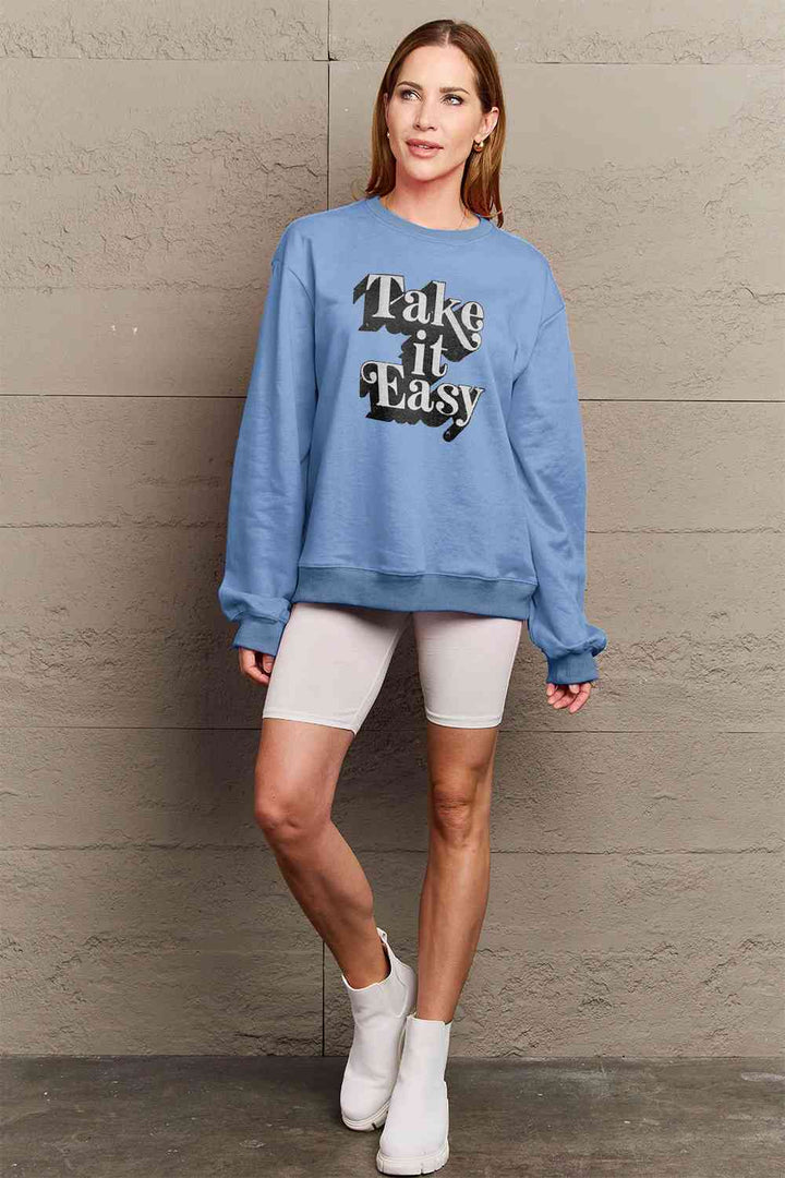 Simply Love Full Size TAKE IT EASY Graphic Sweatshirt |1mrk.com