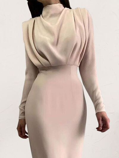 Ruched Turtleneck Long Sleeve Dress | Trendsi