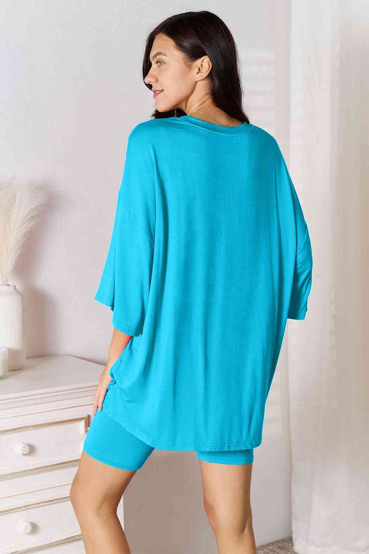 Basic Bae Full Size Soft Rayon Three-Quarter Sleeve Top and Shorts Set | 1mrk.com