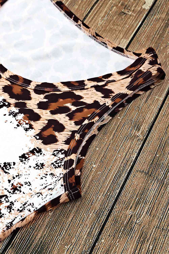 Leopard Color Block Scoop Neck Tunic Tank | 1mrk.com