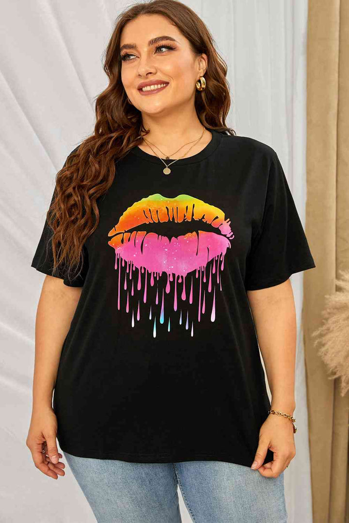 Plus Size Lip Graphic Tee Shirt | 1mrk.com