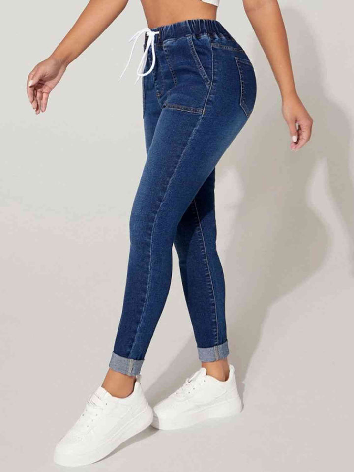 Drawstring Cropped Jeans | 1mrk.com