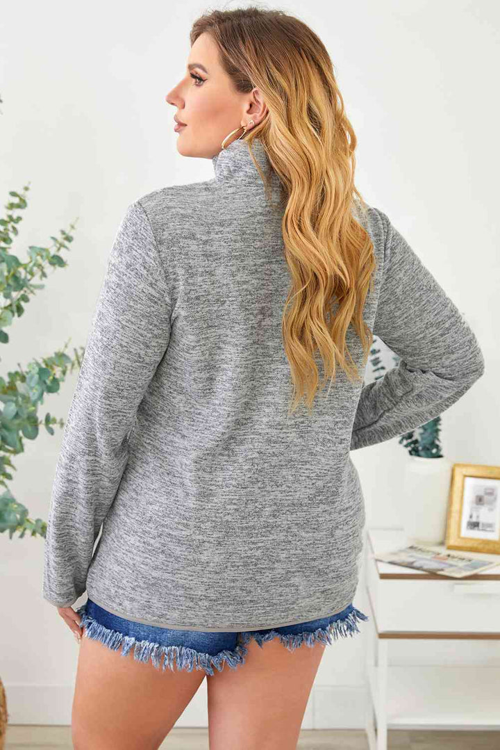 Plus Size Heathered Quarter Zip Pullover | 1mrk.com