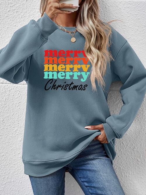 MERRY CHRISTMAS Graphic Long Sleeve Sweatshirt |1mrk.com