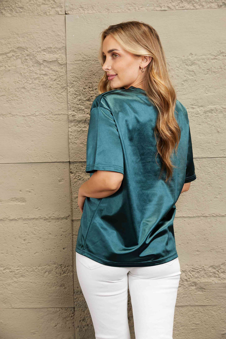 Double Take Round Neck Dropped Shoulder Top | 1mrk.com