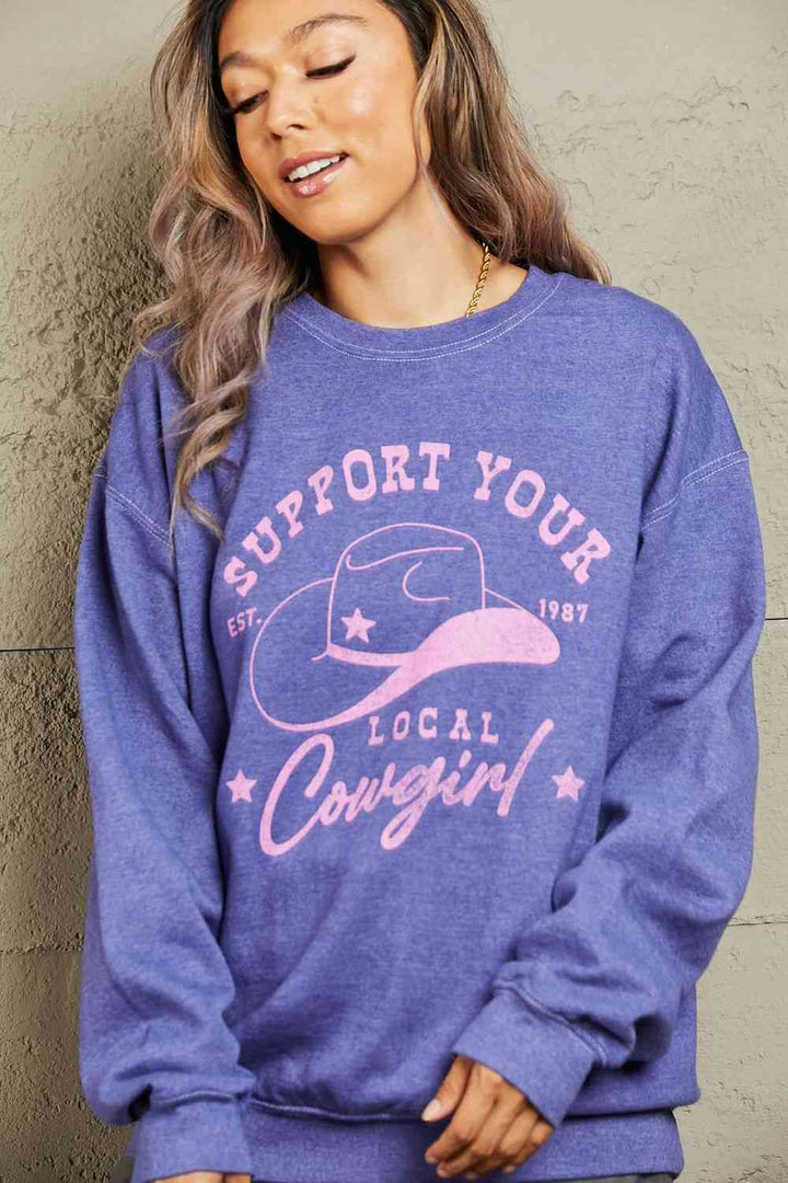 Sweet Claire "Support Your Local Cowgirl" Oversized Crewneck Sweatshirt |1mrk.com