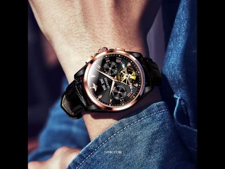 OUPINKE 3186 New wristwatches Luxury automatic Leather Strap Digital - 1MRK.COM