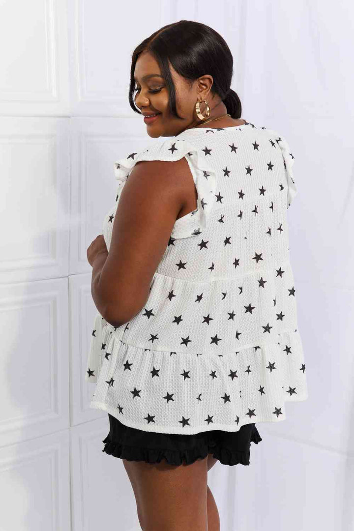 Heimish Shine Bright Full Size Butterfly Sleeve Star Print Top | 1mrk.com