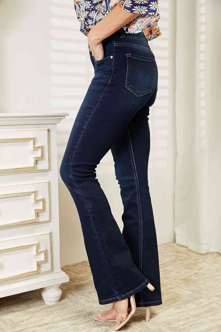 Kancan Full Size High Rise Wide Waistband Bootcut Jeans | 1mrk.com