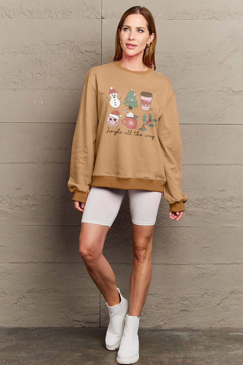 Simply Love Full Size JINGLE ALL THE WAY Long Sleeve Sweatshirt |1mrk.com