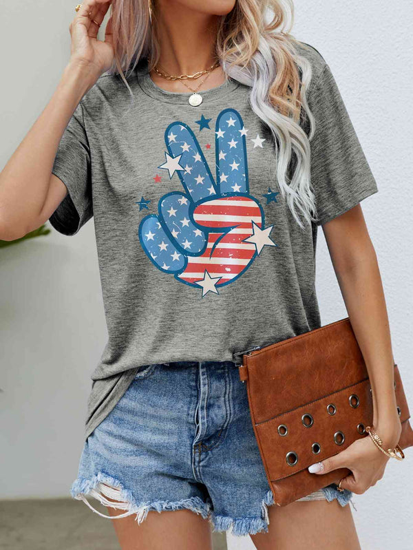 US Flag Peace Sign Hand Graphic Tee | 1mrk.com