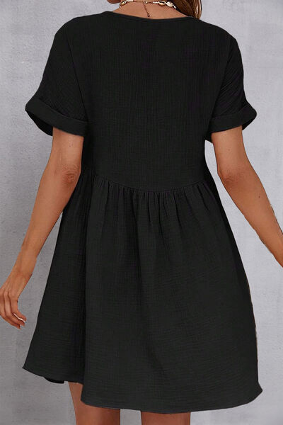 V-Neck Short Sleeve Dress |1mrk.com