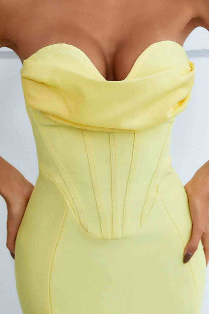 Seam Detail Strapless Sweetheart Neck Dress | 1mrk.com